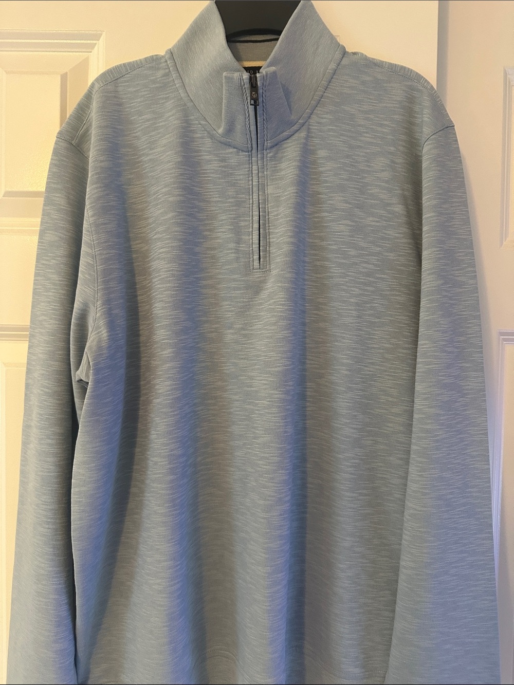 Ted Baker London Heathered Light Blue Quarter-Zip Turtleneck